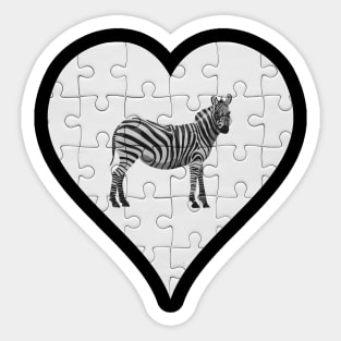 Jigsaw  Zebra Heart Design - Wild Animal Zebra Sticker